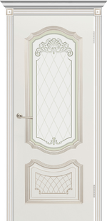 Межкомнатная дверь эмаль Гранада ПО белая с патиной «Белое золото»
