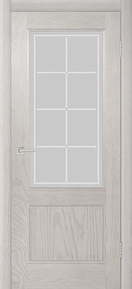 Межкомнатная дверь шпон Бристоль эмаль белая полузалитая с художественным стеклом