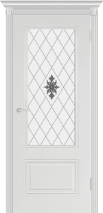 Межкомнатная дверь эмаль Аккорд белая с художественным стеклом