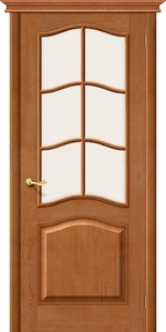 Межкомнатная дверь из массива М-7 светлый лак с матовым стеклом