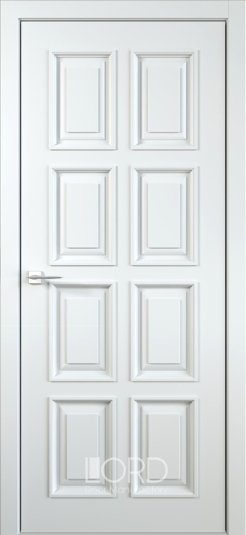 Пг 05. Двери эмаль фрезеровка линии. Дверь Неаполь 1 белая эмаль плюс серебро.
